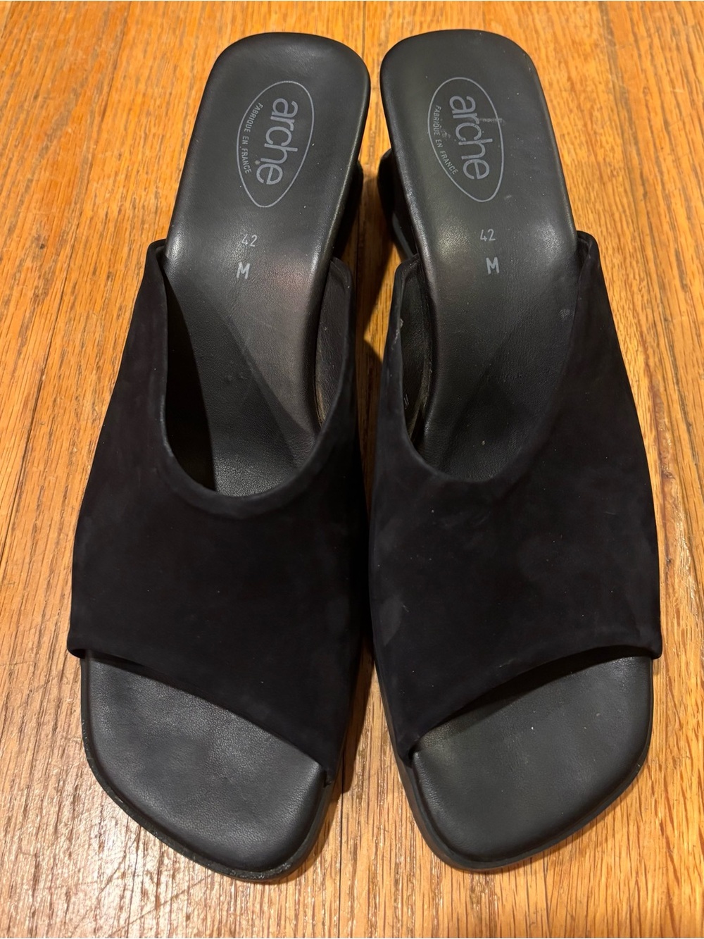 Arche Black Suede Open-Toe Slide Sandals